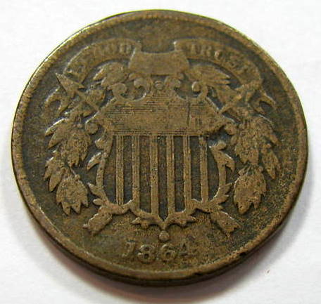 1864-2-Cent-Piece,-Small-Oops-Lg--Motto...does-It-Make-VG?